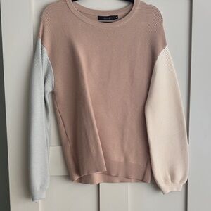 Zara Women's Colorblock Sweater - Pink, Cream, and Gray